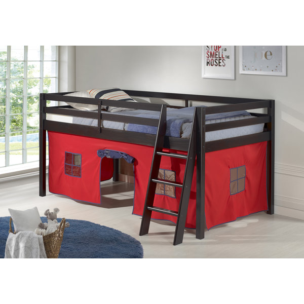 Zoomie Kids Gladwin Traditional Twin Low Loft Bed with Tent Wayfair